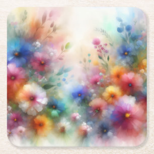 Abstract Waterverf Bloemen Onderzetter