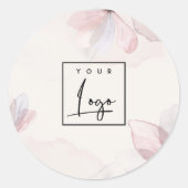 Abstract Waterverf Bloemig Zakelijk Logo met Roze  Ronde Sticker (Voorkant)