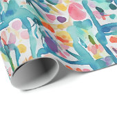 Abstract waterverf bloempatroon cadeaupapier (Rol Hoek)