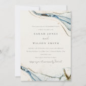 Abstract Waterverf Blue Gold Beachy Verloving Kaart (Voorkant)
