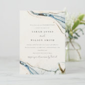 Abstract Waterverf Blue Gold Beachy Verloving Kaart (Staand voorkant)