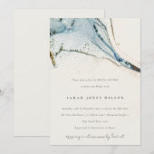 Abstract Waterverf Blue Gold Beachy Vrijgezellenfe Kaart (Voorkant / Achterkant)