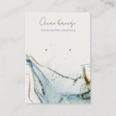 Abstract Waterverf Blue Gold Earring Ketting Visitekaartje (Voorkant)