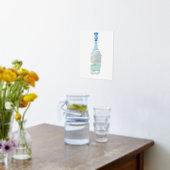 Abstract Waterverf Blue Ocean Message in a Bottle Folie Afdrukken (Laag (Keuken))