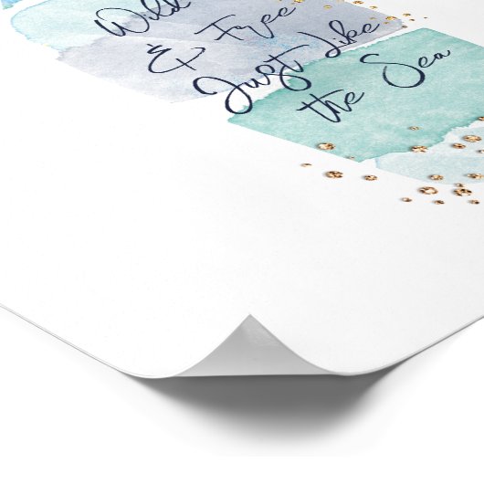 Abstract Waterverf Blue Ocean Message in a Bottle Poster (Hoek)