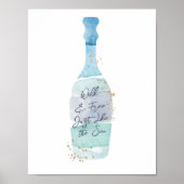 Abstract Waterverf Blue Ocean Message in a Bottle Poster (Voorkant)