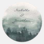 Abstract Waterverf boslandschap Ronde Sticker (Voorkant)