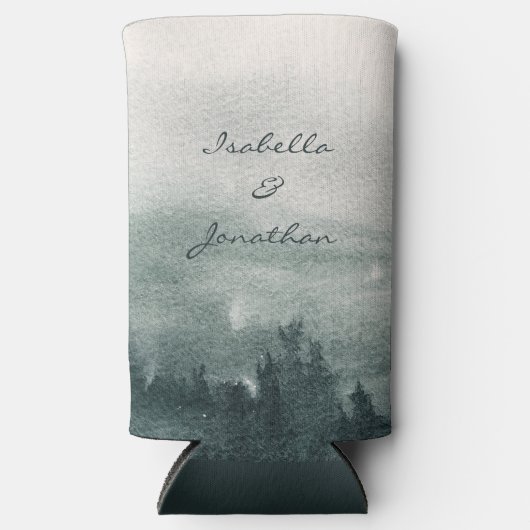 Abstract Waterverf boslandschap Seltzer Blikjeskoeler (Voorkant)