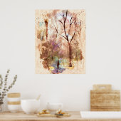 Abstract Waterverf bosschilderen Poster (Keuken)