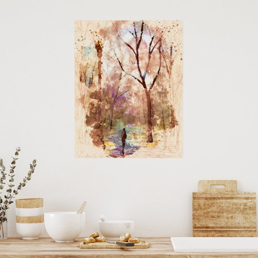 Abstract Waterverf bosschilderen Poster (Keuken)