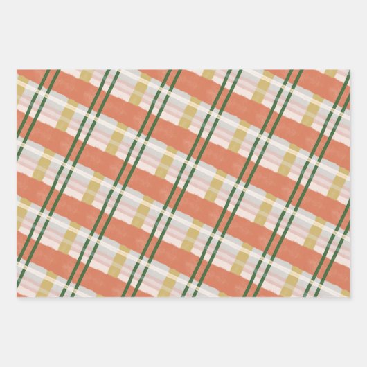 Abstract Waterverf Festive Oranje & Groen Patroon Inpakpapier Vel (Voorkant 3)