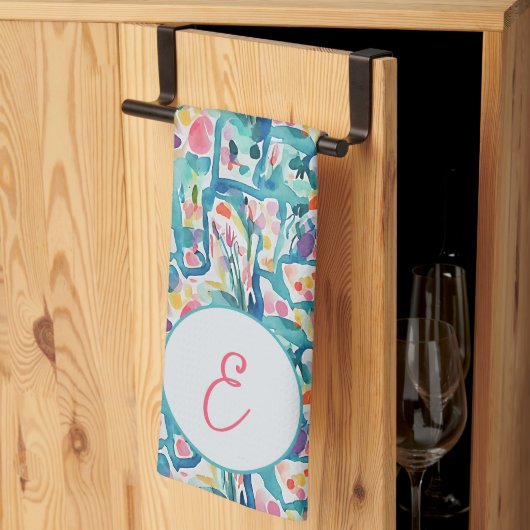 Abstract waterverf florale patroon theedoek (Derde Gevouwen)