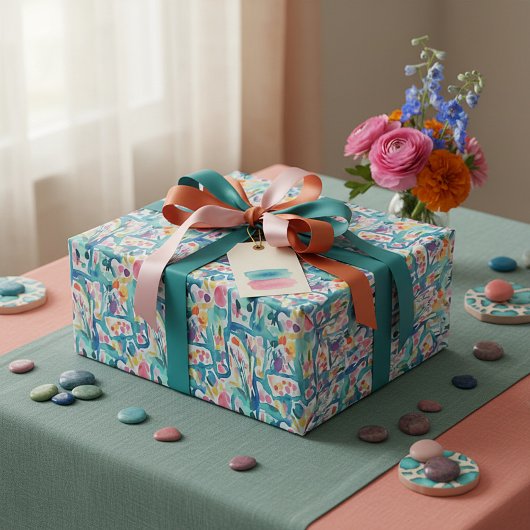 Abstract waterverf floreel patroon cadeaupapier