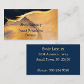 Abstract Waterverf goud op Navy Blue Visitekaartje (Voorkant / Achterkant)