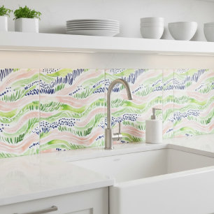 Abstract Waterverf Groen Roze Blauw Decoratie Tegeltje