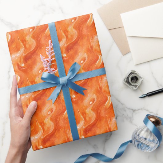 Abstract waterverf in oranje cadeaupapier (Geschenken)
