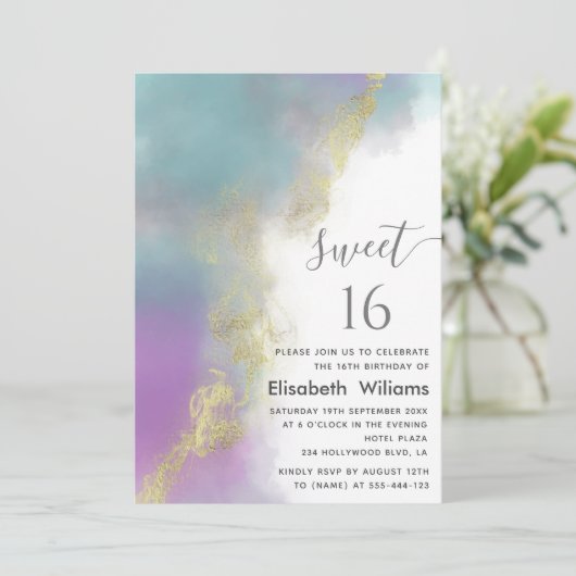 Abstract waterverf inktgoud modern script kaart (Staand voorkant)