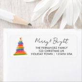 Abstract Waterverf kerstboomruitadres Etiket (Insitu)