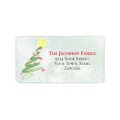 Abstract Waterverf kerstboomruitadres Etiket (Voorkant)