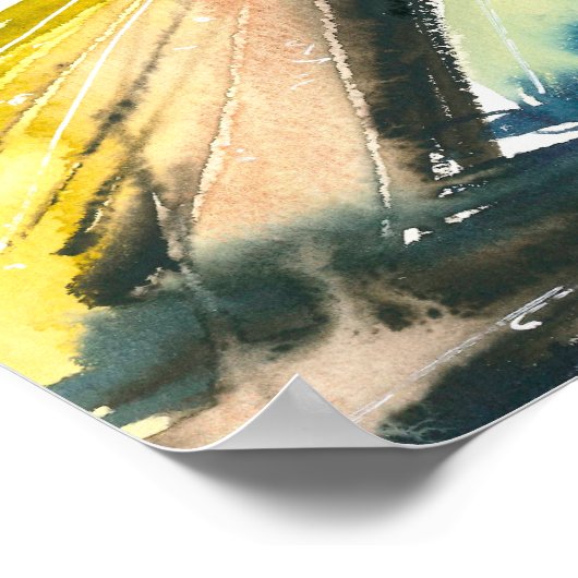 Abstract waterverf kleurrijk landschap poster (Hoek)