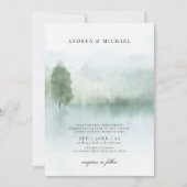 Abstract Waterverf Lake en Trees Wedding Kaart (Voorkant)