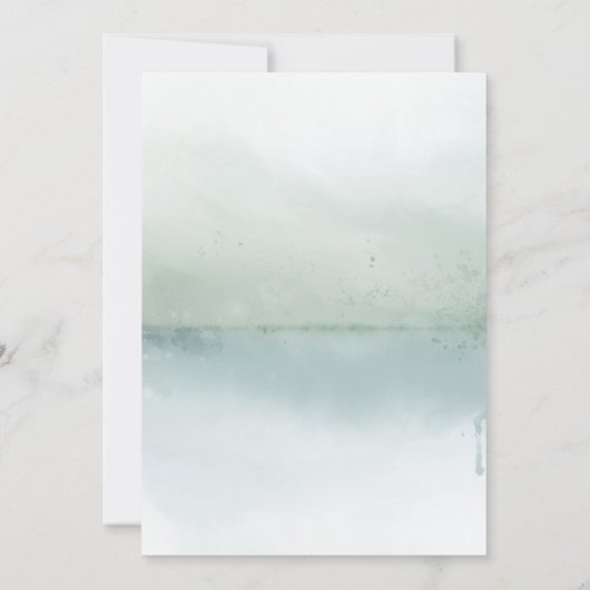 Abstract Waterverf Lake en Trees Wedding Kaart (Achterkant)