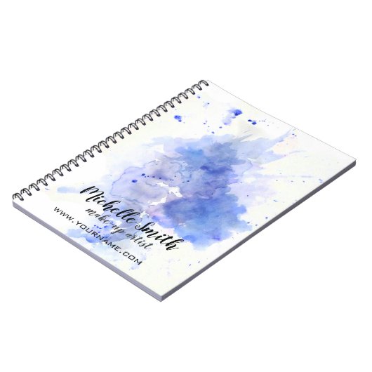 Abstract waterverf lichtblauwe spatpenseelstreek notitieboek (Linkerzijde)