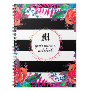 Abstract waterverf met zwarte streep notitieboek
