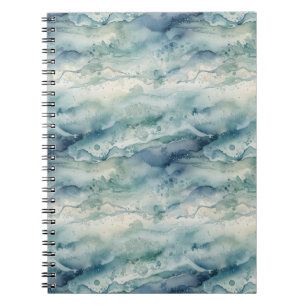 Abstract Waterverf Oceaan Kust Blauw Esthetisch Notitieboek