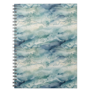 Abstract Waterverf Oceaan Kust Blauw Esthetisch Notitieboek