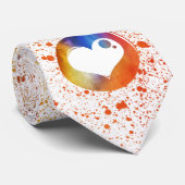 Abstract Waterverf Oranje en blauw hartontwerp Stropdas (Opgerold)