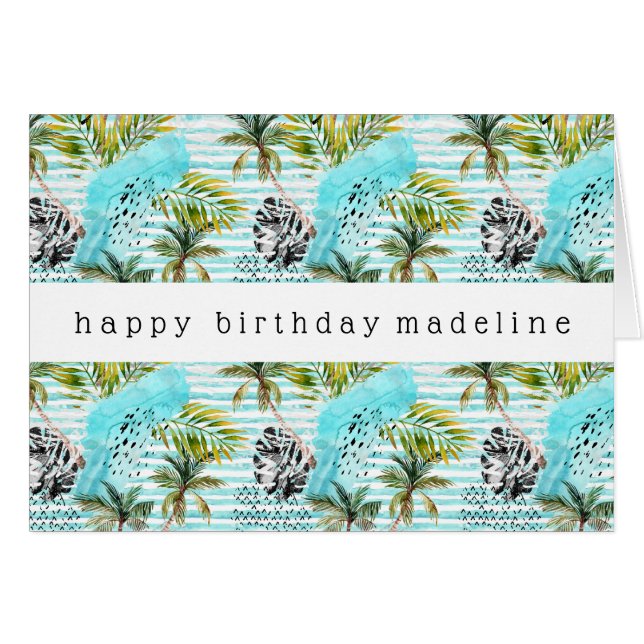 Abstract Waterverf palmstructuurpatroon (Voorkant Horizontaal)