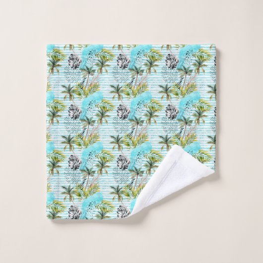 Abstract Waterverf palmstructuurpatroon Bad Handdoek (Wasdoekje)