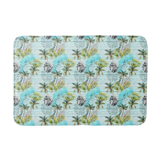 Abstract Waterverf palmstructuurpatroon Badmat (Voorkant)
