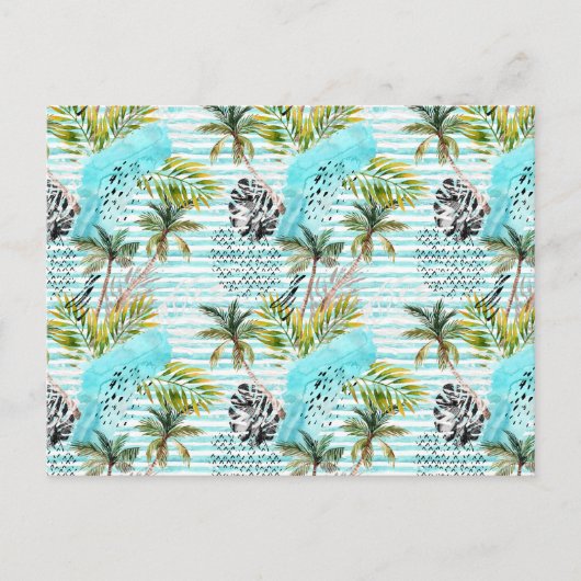 Abstract Waterverf palmstructuurpatroon Briefkaart (Voorkant)