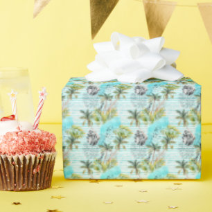 Abstract Waterverf palmstructuurpatroon Cadeaupapier