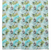 Abstract Waterverf palmstructuurpatroon Douchegordijn (Voorkant)