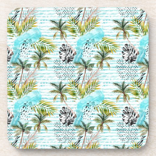 Abstract Waterverf palmstructuurpatroon Drankjes Onderzetter (Voorkant)