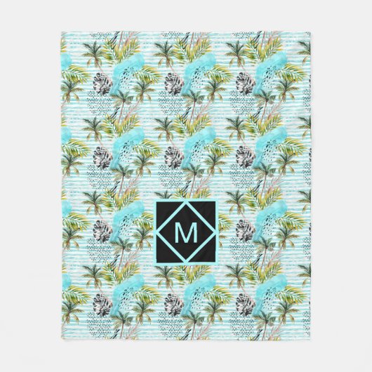 Abstract Waterverf palmstructuurpatroon Fleece Deken (Voorkant)