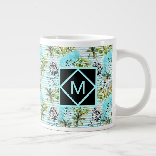 Abstract Waterverf palmstructuurpatroon Grote Koffiekop (Rechts)