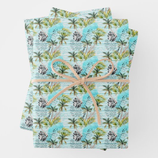 Abstract Waterverf palmstructuurpatroon Inpakpapier Vel (In situ)