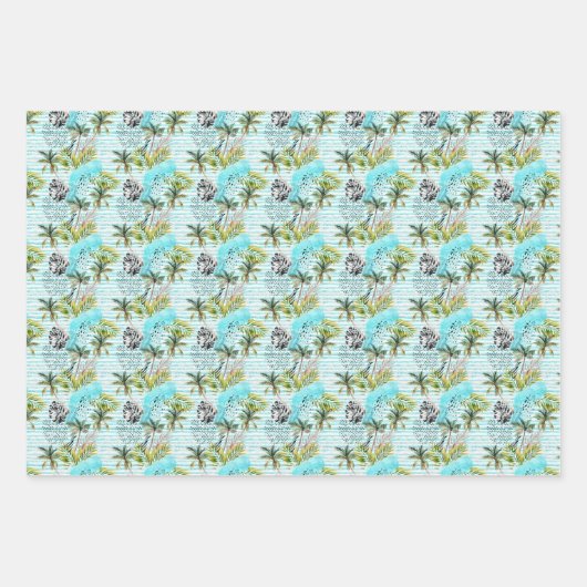 Abstract Waterverf palmstructuurpatroon Inpakpapier Vel (Voorkant)