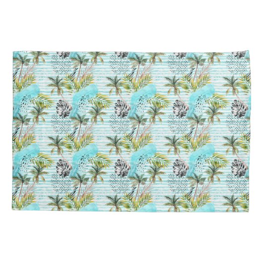 Abstract Waterverf palmstructuurpatroon Kussensloop (Achterkant-Links)