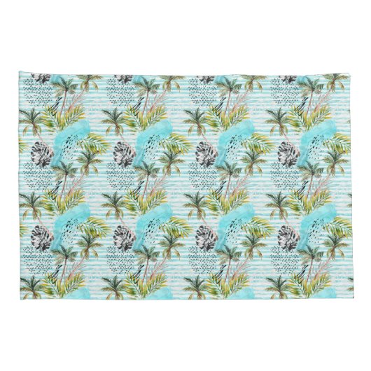 Abstract Waterverf palmstructuurpatroon Kussensloop (Achterkant-Rechts)