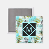 Abstract Waterverf palmstructuurpatroon Magneet (Voorkant / Achterkant)