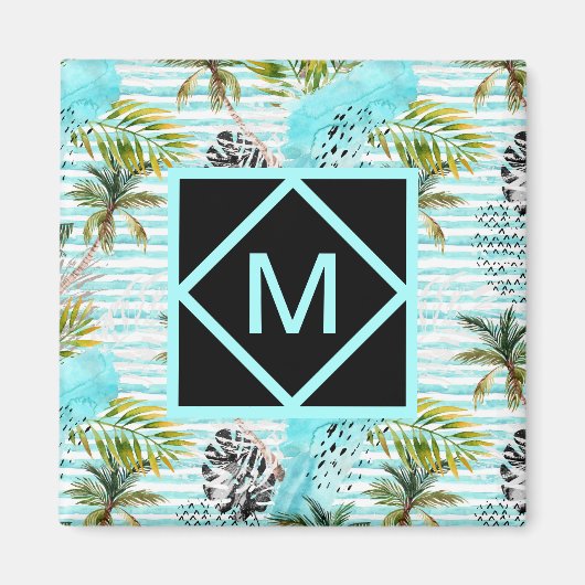 Abstract Waterverf palmstructuurpatroon Magneet (Voorkant)