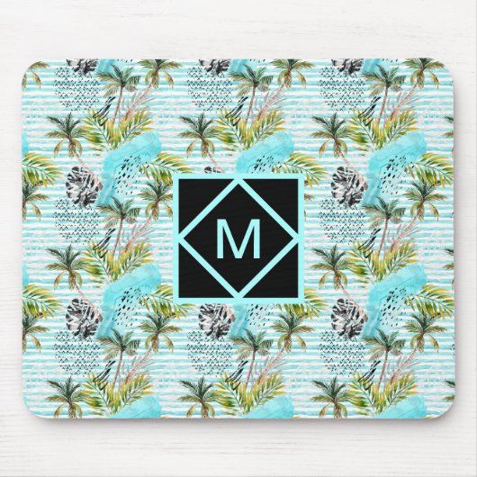 Abstract Waterverf palmstructuurpatroon Muismat (Voorkant)
