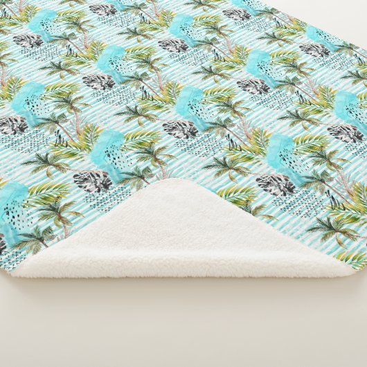 Abstract Waterverf palmstructuurpatroon Sherpa Deken (3/4)