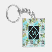 Abstract Waterverf palmstructuurpatroon Sleutelhanger (Voorkant Links)