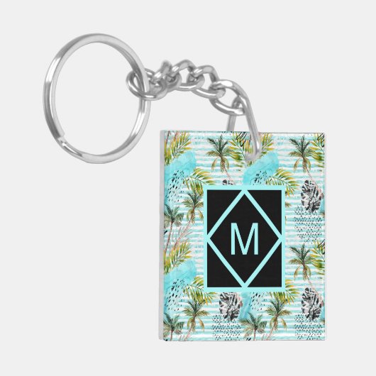 Abstract Waterverf palmstructuurpatroon Sleutelhanger (Voorkant Links)